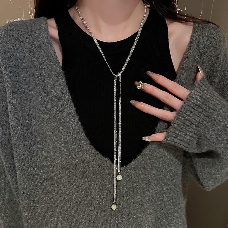 Модное ожерелье с кулоном из серебра 925 пробы с жемчугом и тонкой цепочкой для женщин и девушек