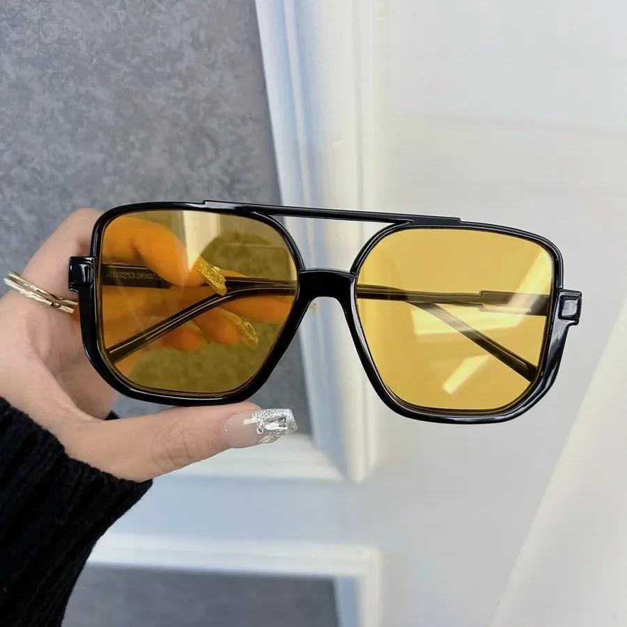 Дизайнерские прямоугольные солнцезащитные очки Женские Мужские Модные Брендовые Квадратные Солнцезащитные очки Женские Мужские Большая Рама Зеркальные Классические