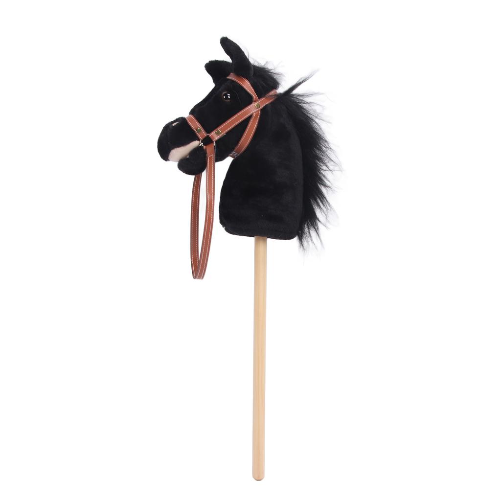 Plush Horse Riding Stick for Kids Balance Development Sturdy Wooden Pole Soft Plush Horse Head