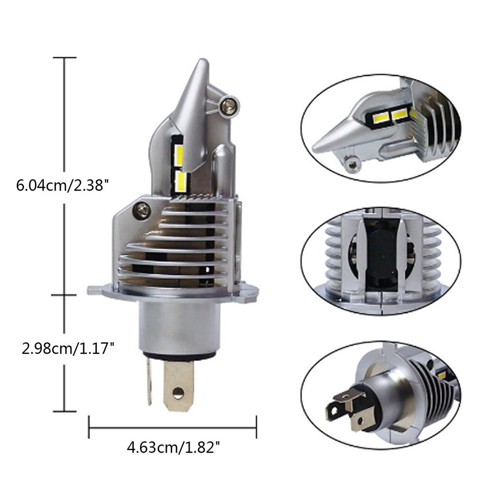Светодиодные лампы H4 Более яркие светодиодные фонари Срок службы более 50 000 часов 9-36В 5000 лм Белый Без полярности Упаковка из 2 штук