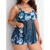 Floral Contrast Mesh Shorts Bikini Two Piece Swimsuit Dress Women Tankini 2025 Plus Size Swimwear Female Bathing Swimming Suit