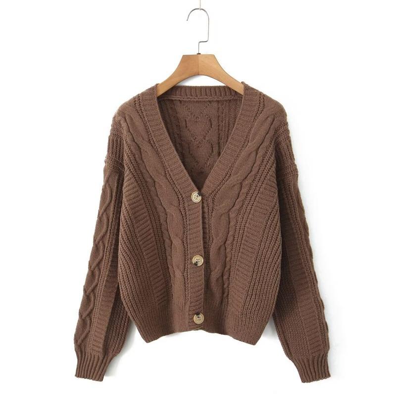Women's Autumn and Winter Single-breasted Knitted Cardigans Solid Color Gentle Style Sweater Jacket Versatile