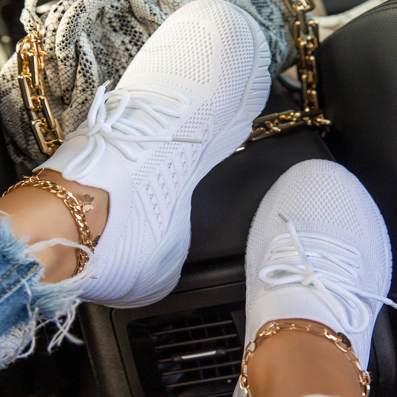 Fashion Women Sneakers Casual Shoes Comfortable Mesh Lace-Up Ladies Sport Shoes Wedges Chunky Women's Vulcanized Shoes Females Sneakers