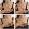 Elegant Bridal Jewelry Set Luxury Rhinestone Necklace Trendy Necklace Earring Set  Wedding