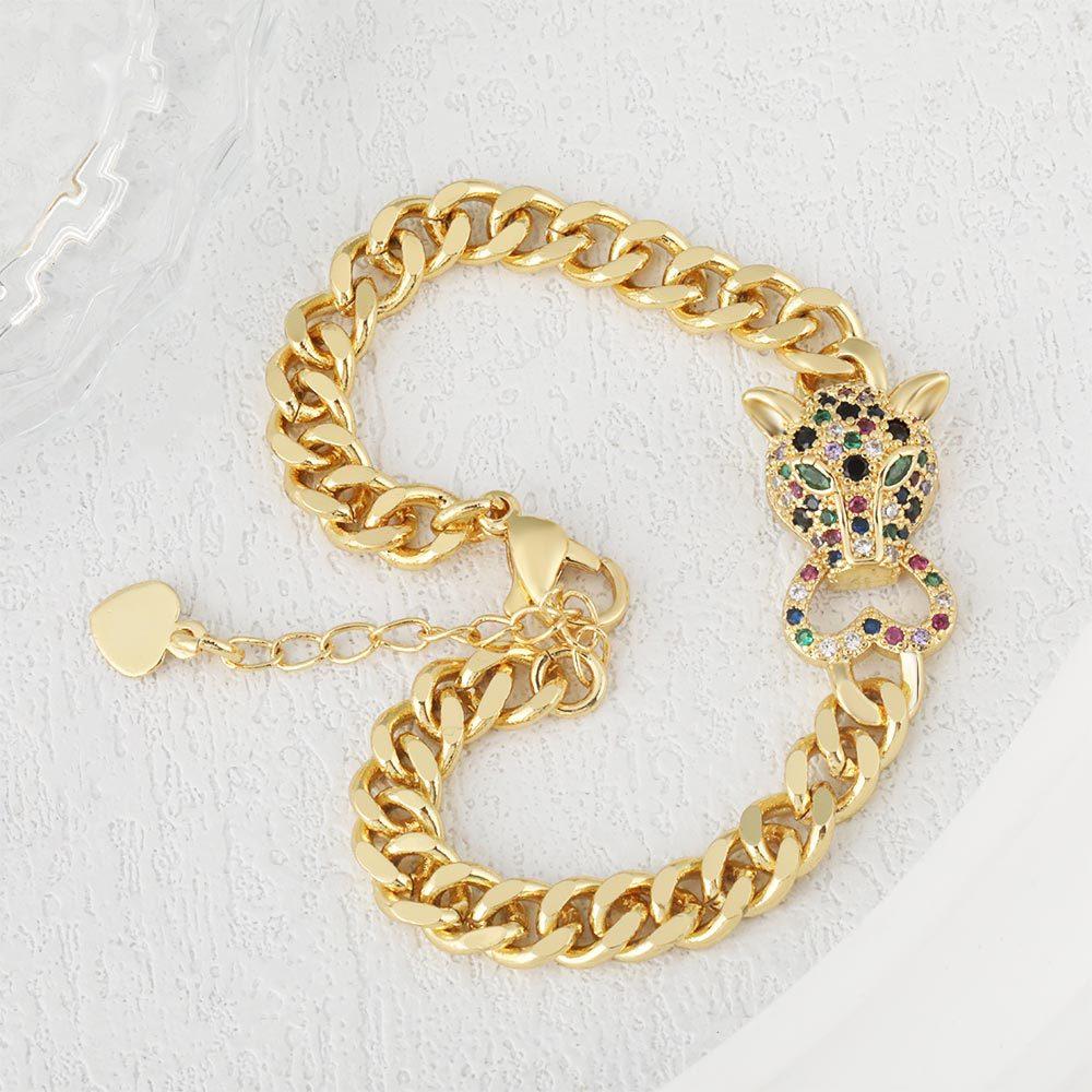 European and American New Leopard Head Love Pendant Bracelet Hip Hop Bracelet