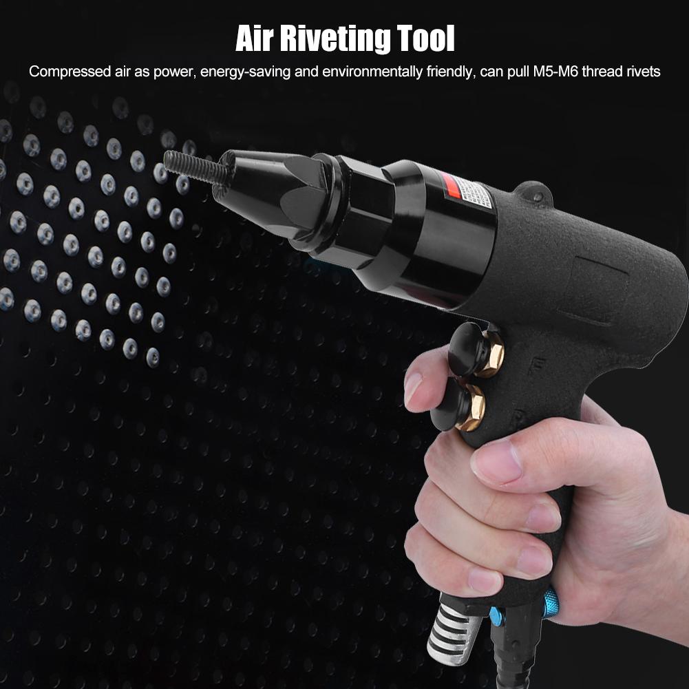 Pneumatic Rivet Nut Gun Riveter M5M6 Thread Air Riveting Hand Power Tool 700rpm