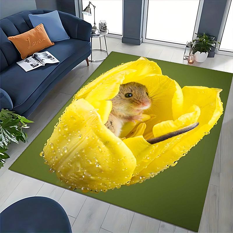 1pc Tulip Mouse Chair Mat - Anime Cartoon Design Office Desk Pad with Non-Slip Carpet for Home Decor, Suitable for All Seasons and Perfect as a Gift.C