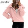 Women's Fall and Winter Oversized Half-zip Lapel Shoulder Pullover Sweatshirt