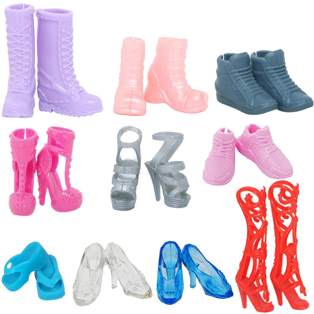 Смешанный Стиль 10 шт./Лот 11,5'' Туфли для Куклы Девочки Повседневная Обувь Спортивная Обувь Высокие Каблуки Сапоги Сандалии Разноцветные Аксессуары Игрушка для Детей Подарок