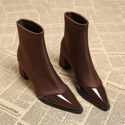 Модные женские ботильоны на толстом среднем каблуке Женские 2024 Новые трендовые зимние дизайнерские ботинки с острым носком Готические для ходьбы Снежные челси Женские