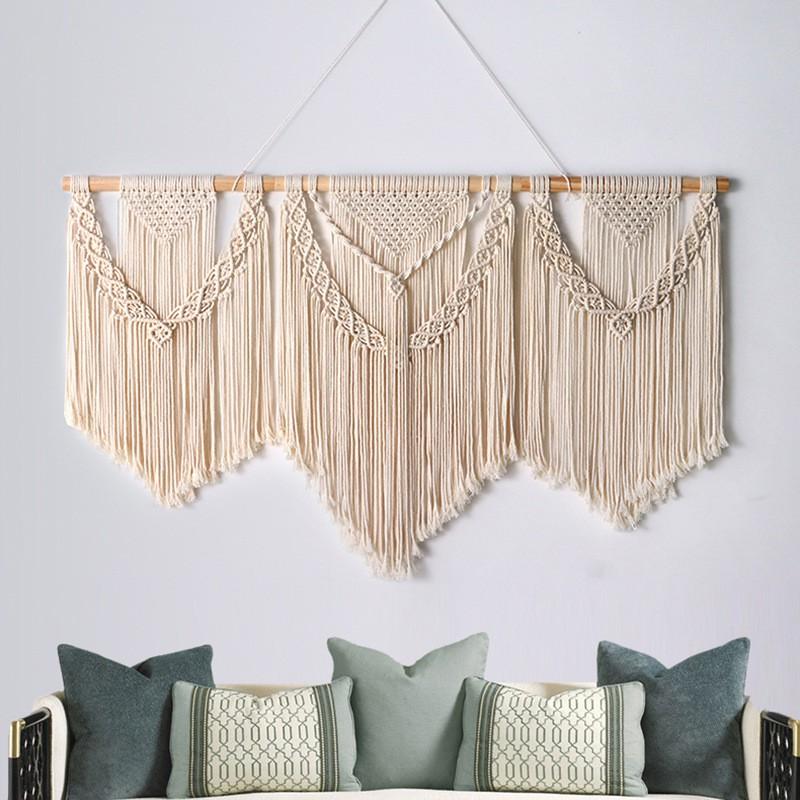 Handwoven Bohemian Tapestry Wall Hanging Decor Living Room Bedroom Minimalist Cotton Macrame Door Divider