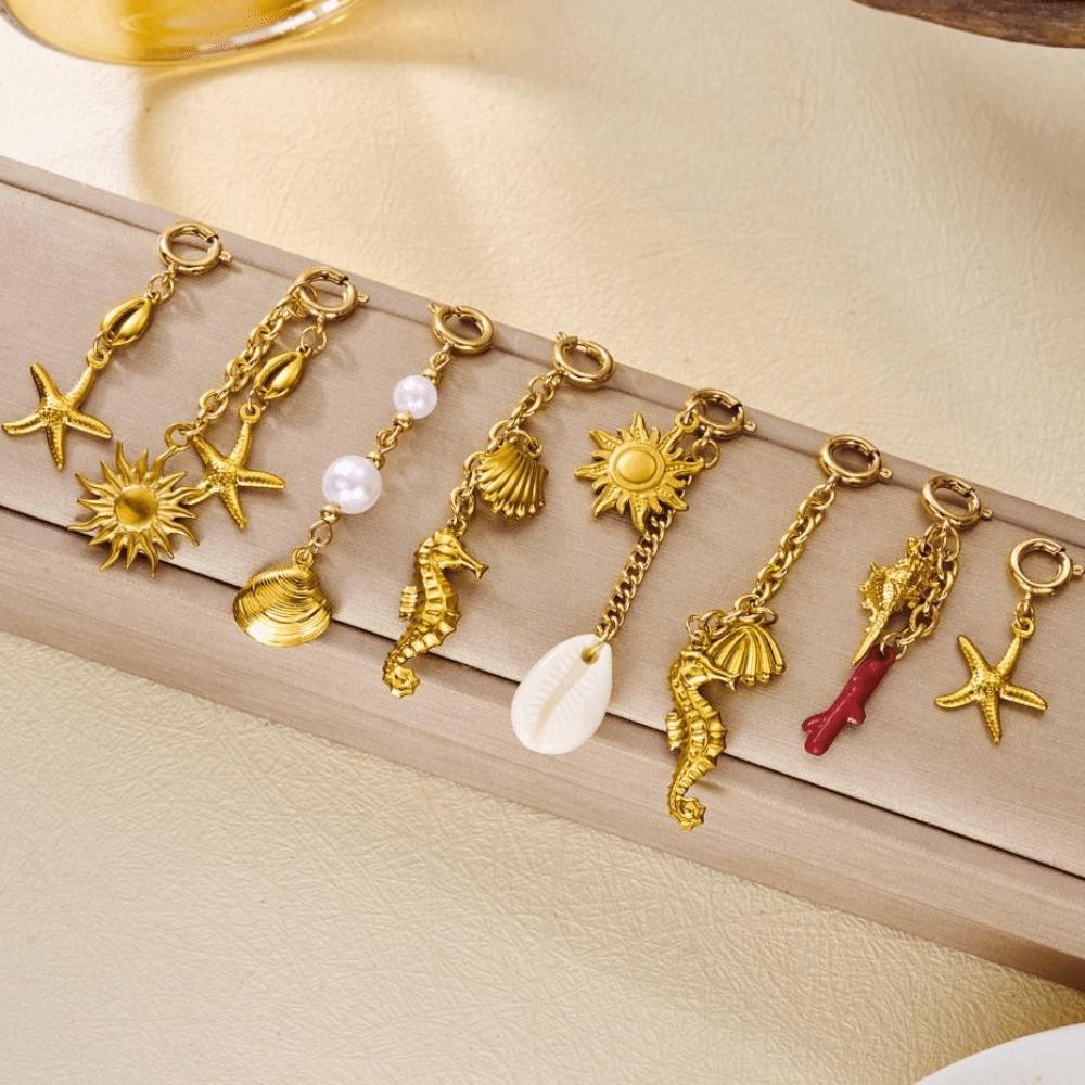 Pearl Fish Conch Key Chain Hanger Bikini Pendant Lovely Body Jewelry Vacation