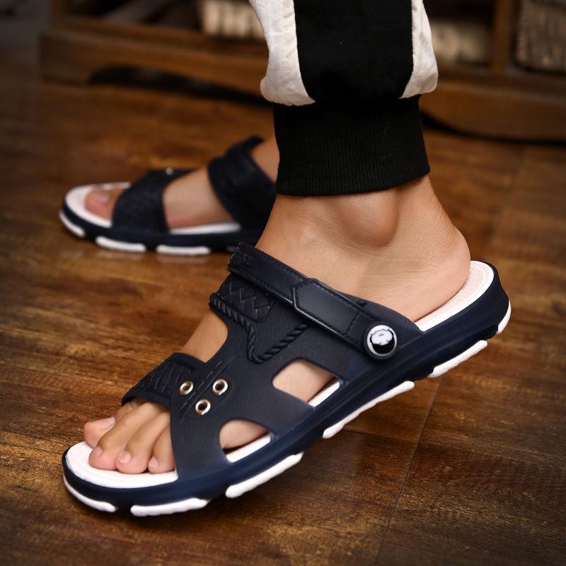 Sandals, Men's Shoes, Slippers, Men's One-piece Slippers, Summer Dual-use, Bathroom Interior and Exterior Cool Slippers, Anti Slip Hole Beach Shoes