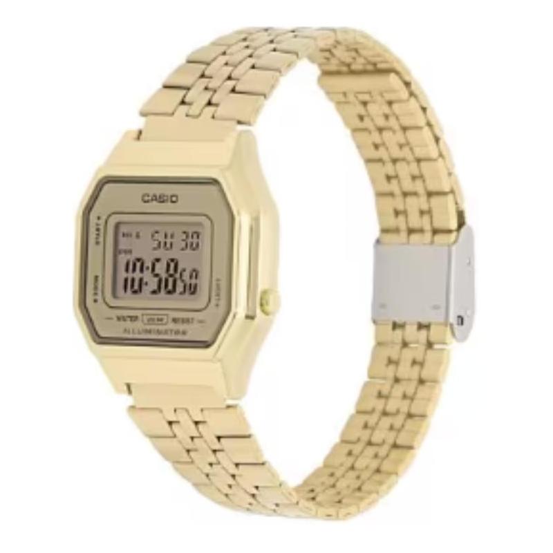 Casio 12/24-часовой формат повседневные водонепроницаемые автоматический календарь Кварцевые Стальной ремешок тот же стиль для мужчин и женщин золотой циферблат LA680WEGV-9AJF
