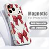Чехол с принтом розовых бантиков для iPhone 17 Pro Max iPhone 16 Pro Max 15 14 13 Магнитный Для Magsafe Гибридный Матовый Чехол из ТПУ+ПК