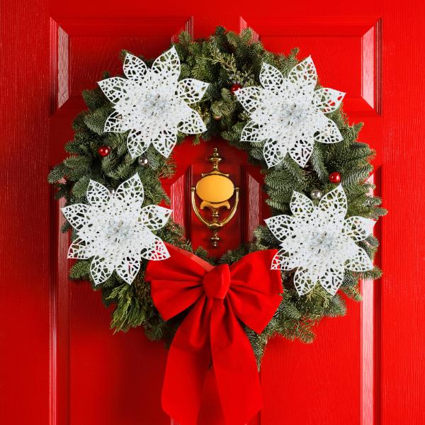 Christmas Star Flowers 6 Pcs White [Se-Gb22]