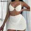 Sexy Wrinkled Underwired With Skirt Bikini Women Swimwear Female Swimsuit Three-pieces Bikini Set Bather Bathing Suit Swim