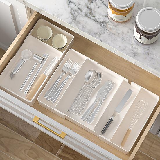 Органайзер для столовых приборов, выдвижной ящик для кухонных принадлежностей, органайзер с несколькими отделениями, большой вместимостью для столовых приборов