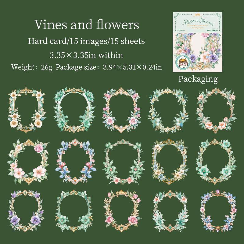 4 стиля Ретро Плющ и Лоза Рамка Твердый Картон Бумага Рококо Серия Рамок для Зеркал Ручная работа Аккаунт Сделай сам Декоративная наклейка