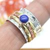 Кольцо с лазуритом, Серебряное кольцо 925, Трехцветное кольцо, Заявление, Кольцо в стиле бохо, Рождественское кольцо, Подарок унисекс, Серебряное кольцо