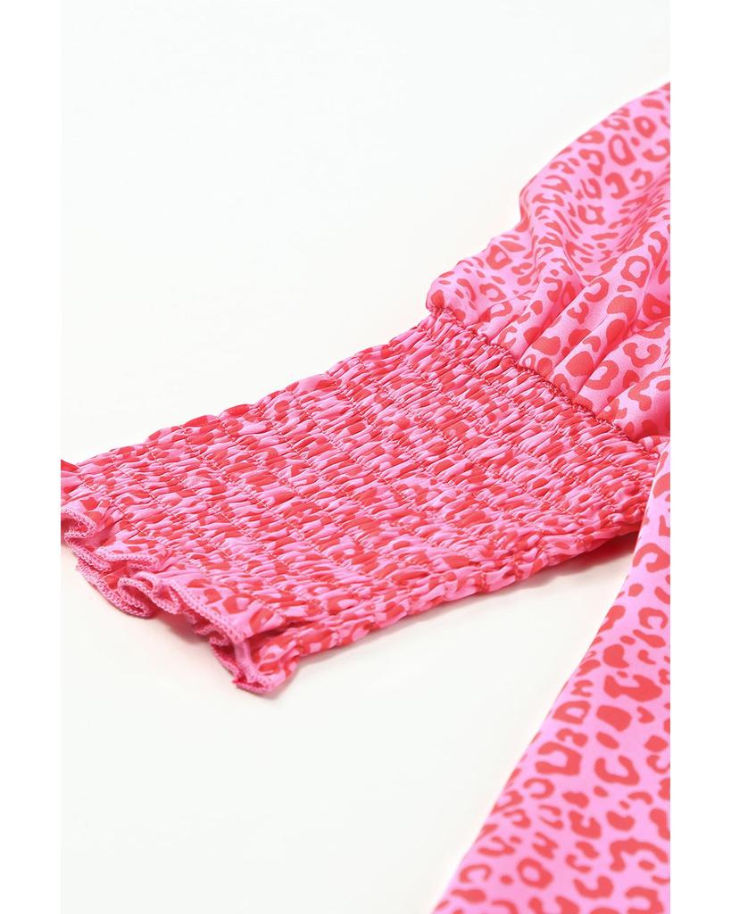 Azura Exchange Блузка с леопардовым принтом и рукавами-фонариками