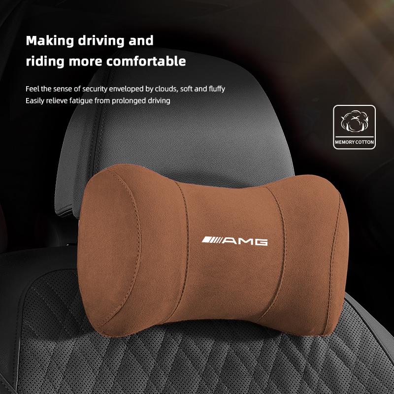 Car Headrest Neck Support Seat Lumbar Cushion Breathable Soft Neck Pillow Auto Accessories For Mercedes Benz AMG A B C E G CLA