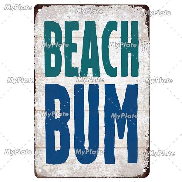 [MyPlate] Beach Metal Sign Vintage Plaque Tin Sign Plate Wall Decor For Bar Club Man Cave Art Painting Poster Gift