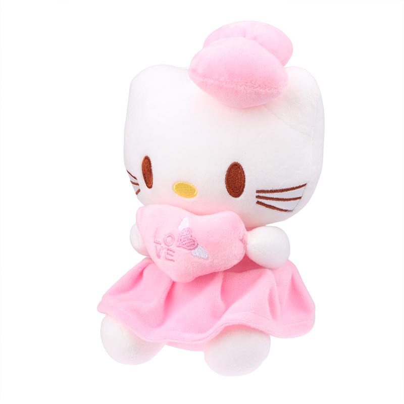 Sanrio Hello Kitty Плюшевая кукла Игрушка Сердечко Обнимающая Розовая Кошка Китти Мультяшное Животное Плюшевая Успокаивающая Игрушка Для Малыша Декор Кровать Подарок