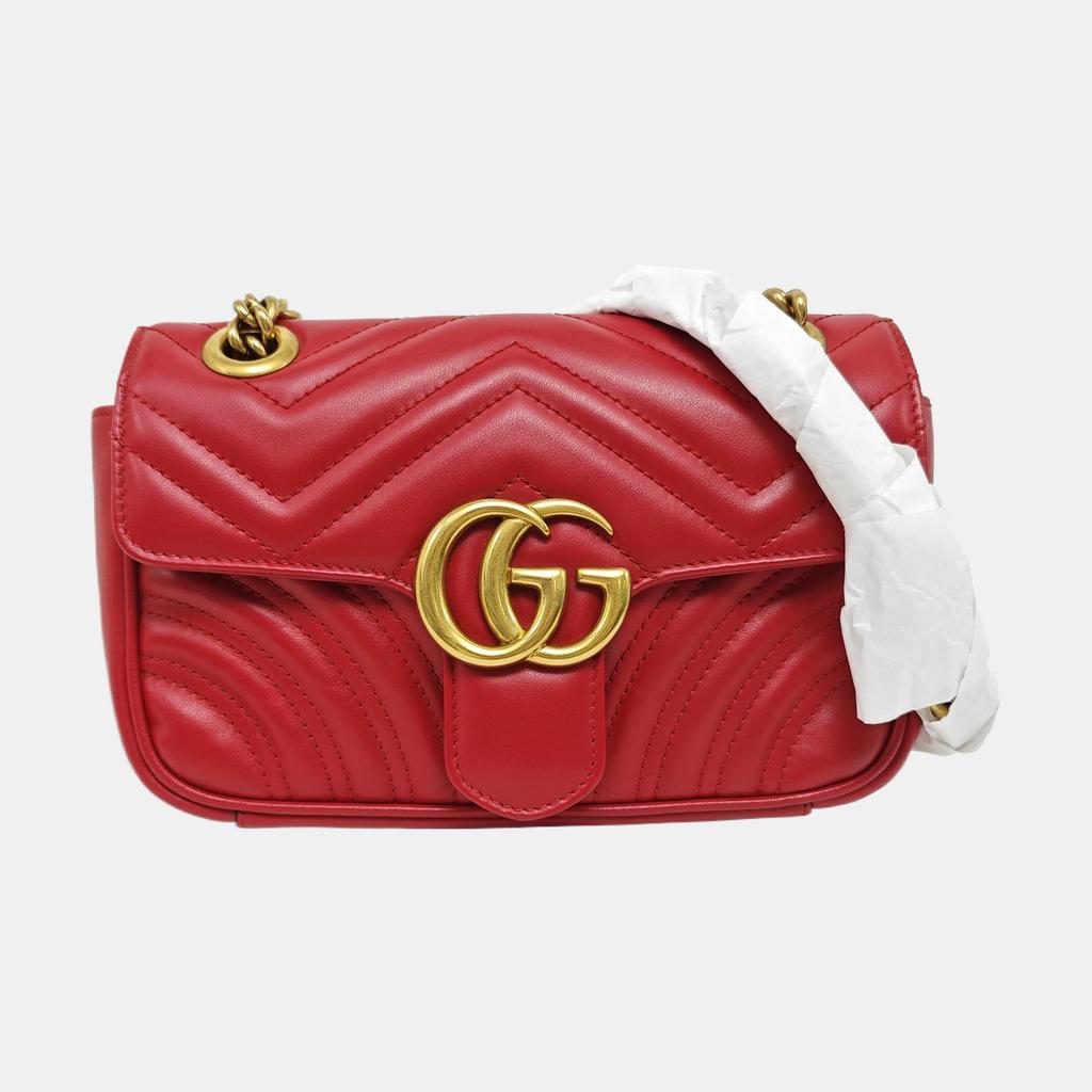 [Pre-Owned] Gucci GG Marmont Matelassé Mini Bag 'Red' - Excellent #16GZZVB
