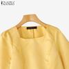 ZANZEA Women Casual Square Collar Summer 3/4 Sleeve Slim Blouse