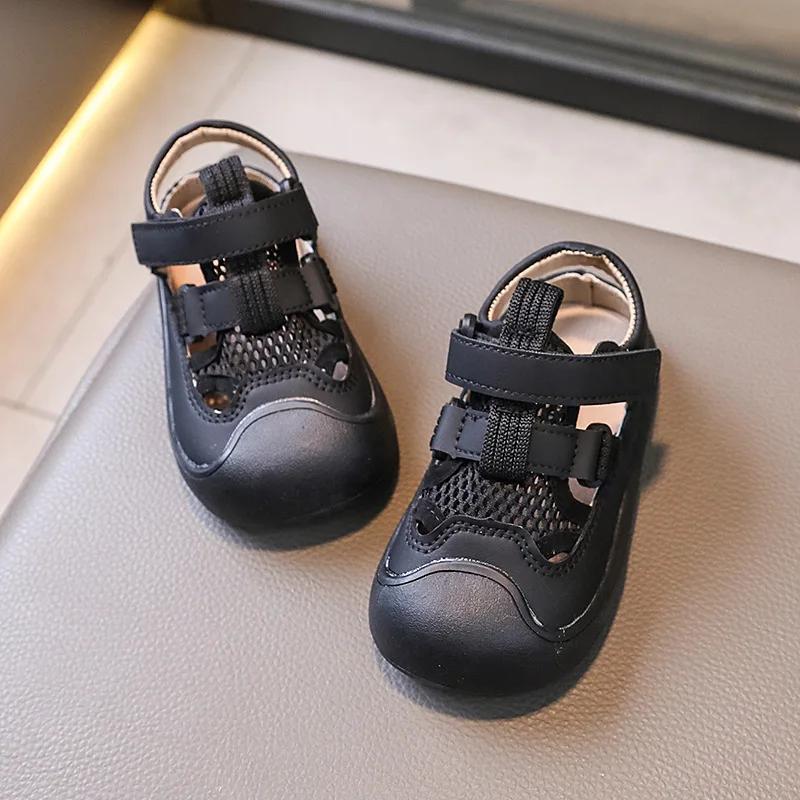 Детские сандалии в стиле пэчворк для девочек, повседневные, сандалии с толстой подошвой, модные, летние, для детей и мальчиков, с вырезами, пляжная обувь, нескользящая, универсальная