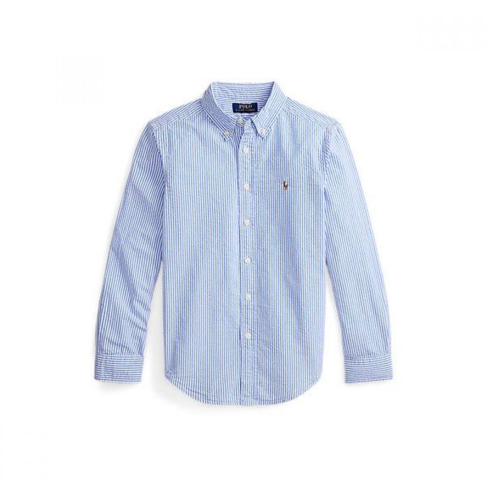 Polo Ralph Lauren Мальчики 8 18 Полосатая хлопковая рубашка из сирсакера Cwpowovy6820689400
