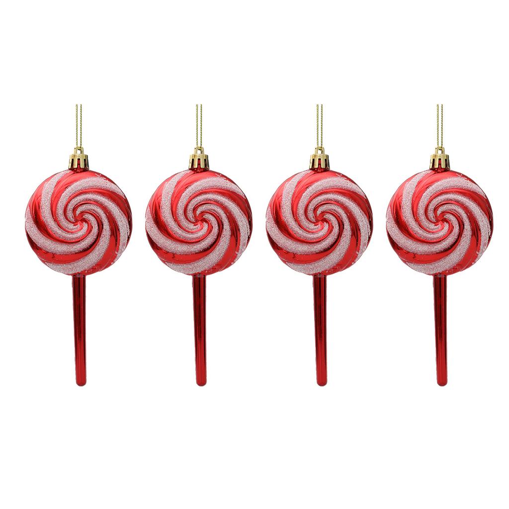 Set of 4 Colorful Acrylic Candy Christmas Lollipop Ornament Festive Decorations for Christmas Tree Party