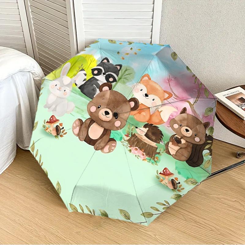 1pc Forest Animals Automatic Open/Close Umbrella, Folding Compact Umbrella with Lightweight Design for Women/Men yy251011093