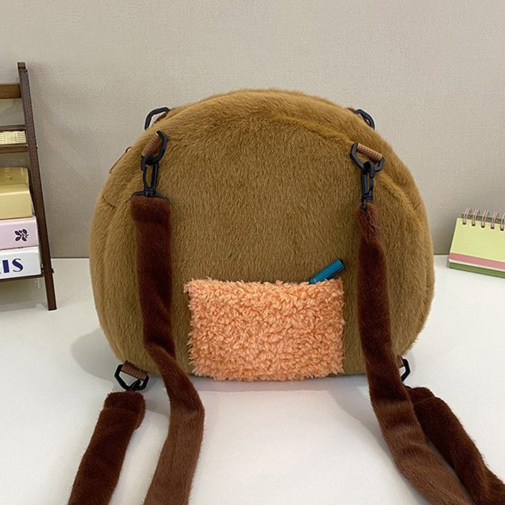Plush Capyabra Backpack Stuffed Cartoon Doll Bag Storage Bag Capyabra Plush Bag  School