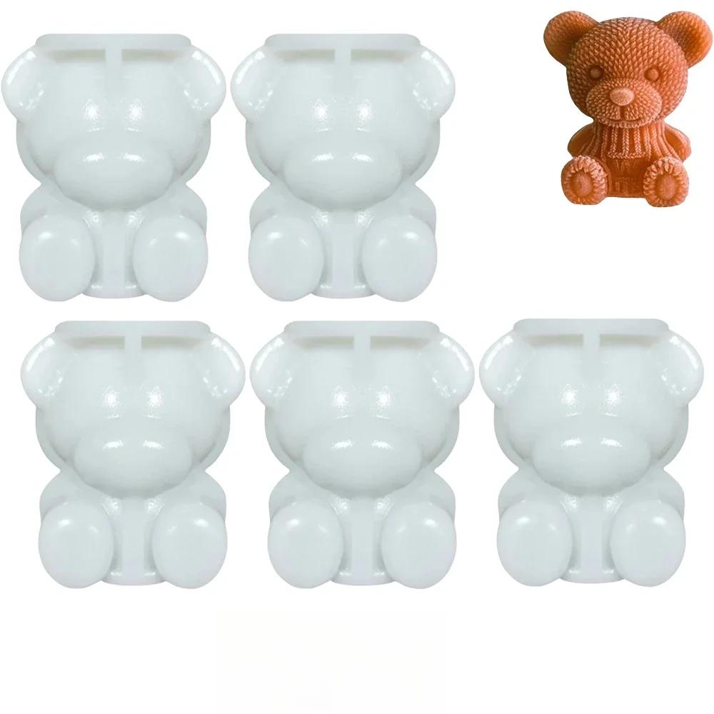 3D Форма для кубиков льда в виде медведя Силиконовая форма для шоколада и кексов Крем DIY Инструмент для выпечки для коктейлей Виски Десерт Декор Многоразовый Комплект