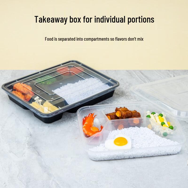 MOLUONA Disposable 3-Compartment Takeaway Lunch Boxes