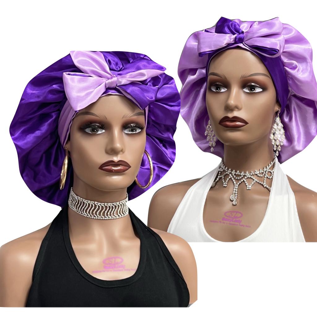 Best Selling Silk Head Tie Bonnet with Custom Logo Reversible Hair Satin Sleeping Bonnets