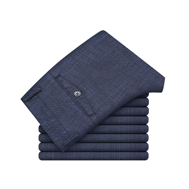 Летние ультратонкие мужские эластичные джинсы, мужские свободные прямые повседневные брюки в деловом стиле