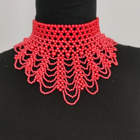 Imitation Pearl Fake Collar Necklace Hollow Design Multi Layer Detachable Collar Solid Color Dress