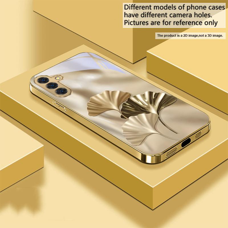 Роскошные листья гинкго для Samsung Galaxy S20 FE S21 S22 S23 Plus S24 Ultra 25Ultra S21+ S9+ S22Plus Золотой стеклянный чехол для телефона