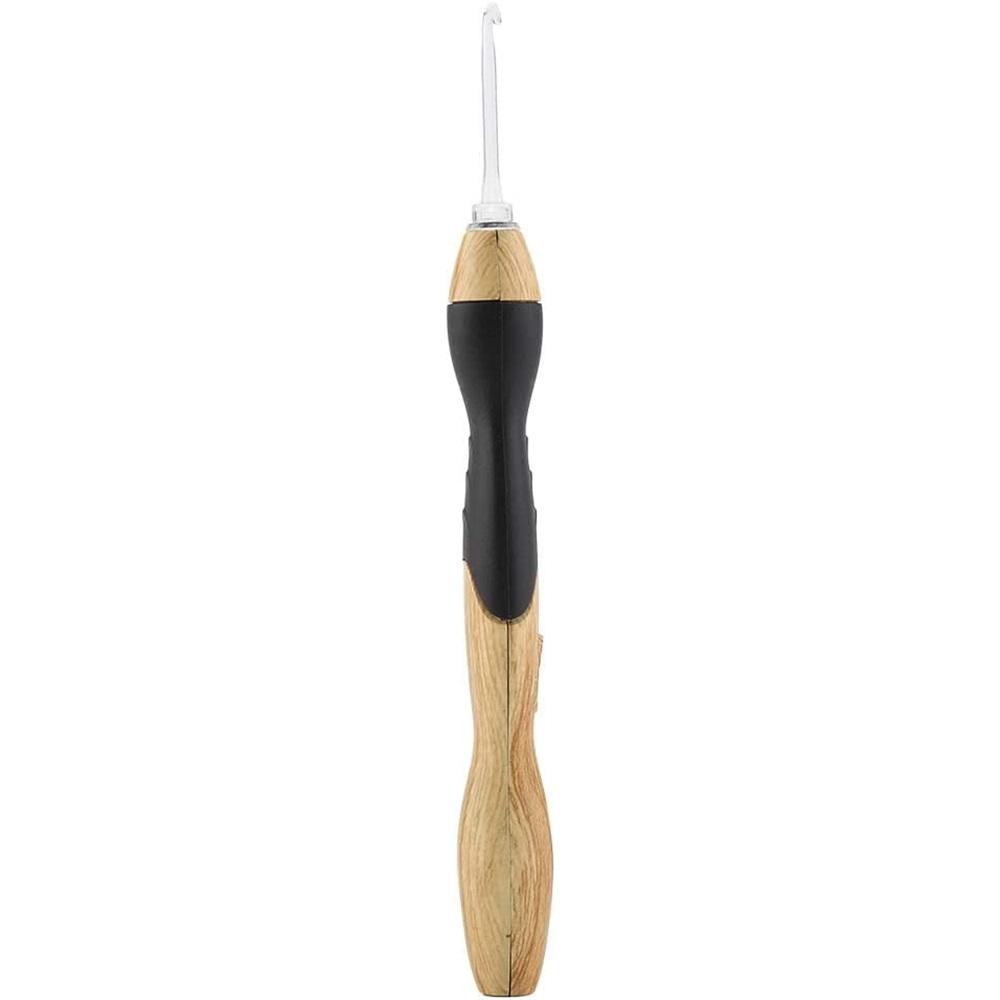 Glow Crochet Hook Set, 9 Sizes with Case, LED Crochet Hooks Rechargeable via USB, with Replaceable Hook Heads 2.5mm to 6.5mm (Natural Color)