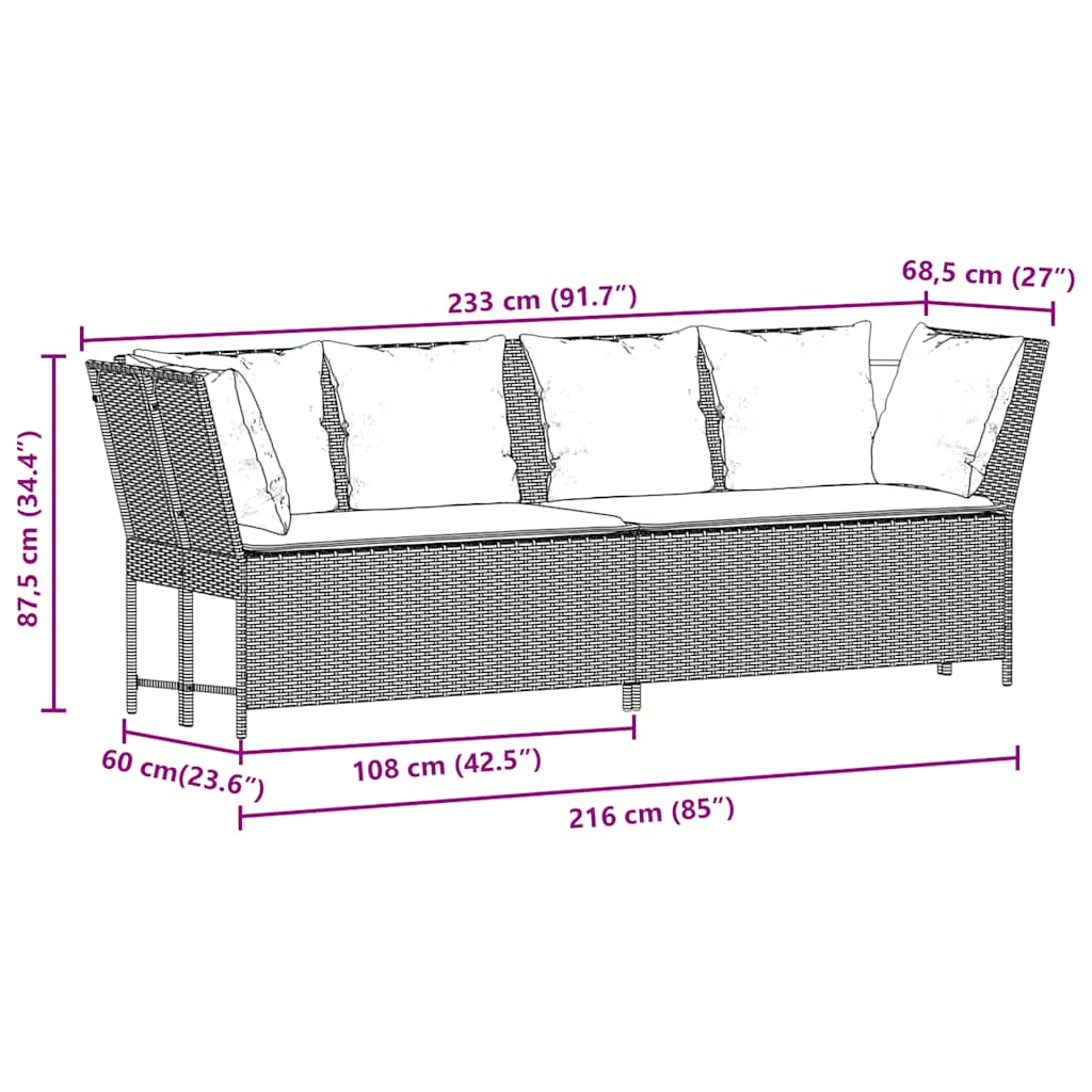Garden Sofa with Cushions Beige Poly Rattan