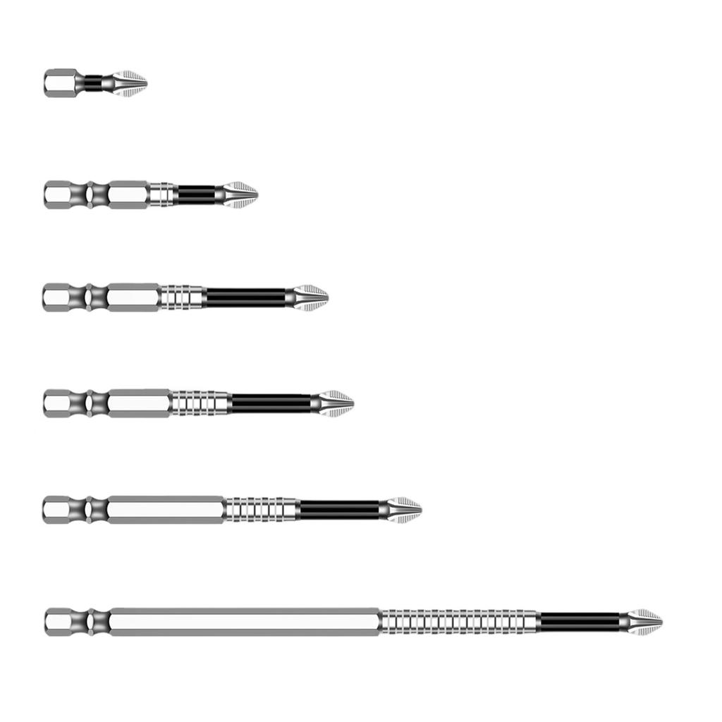 Набор из 6 нескользящих крестовых бит для отверток, набор магнитных ударных бит из легированной стали для домашнего и профессионального использования