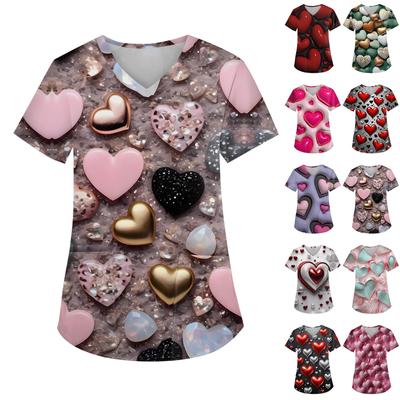 Женская рабочая униформа с принтом, защитная рабочая униформа с V-образным вырезом и карманом