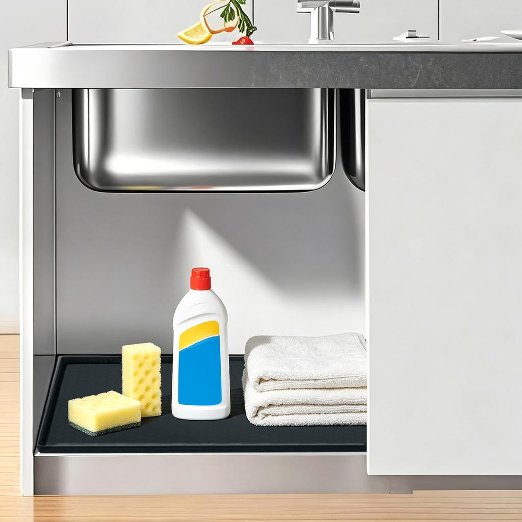 Under Sink Mat, Silicone Under Sink Liner For Kitchen And Bathroom, Cabinet Protector Drip Tray, Protects Cabinets From Leaks And Spills