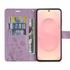 Coque de Protection - BOOLING - pour Samsung Galaxy S25 FE - Cuir PU Motif Floral Violet - 2 Verres Trempés