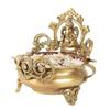 New Brass Ethnic Carved Ganesha Design 7 Inches Brass Urli Decor Bowl, Golden, Urli Bowl for Home Decor