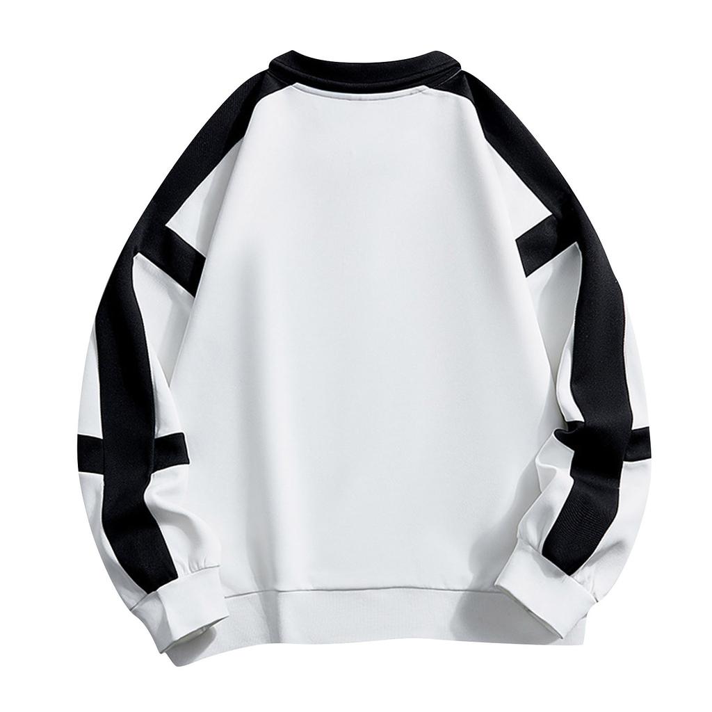 Men's Sweatshirt Lapel Drop Shoulder Sweatshirt Fashion Trend Color Block Collar Tube Neck Pullover