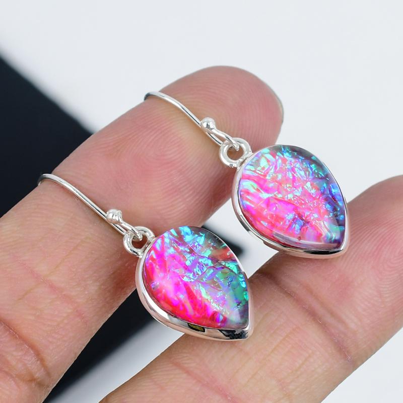 Australian Triplet Opal Gemstone Earrings, 925 Sterling Silver Earring, Handmade Boho Silver Jewelry Dangle Earrings, Birthday Gifts For Wife